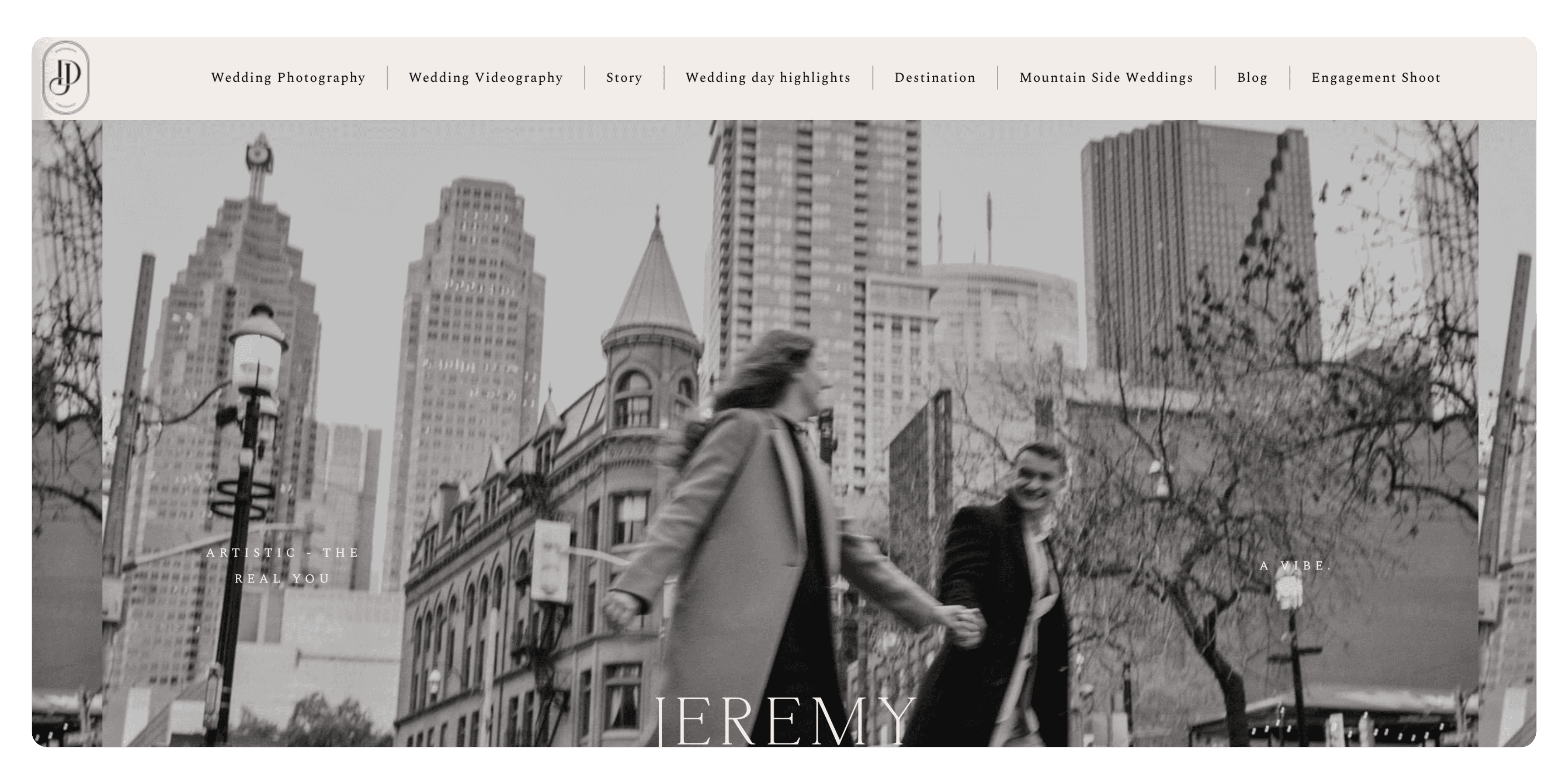 Screenshot of Jeremy Daly Photography (Kitchener Waterloo Wedding Photographer) website landing page