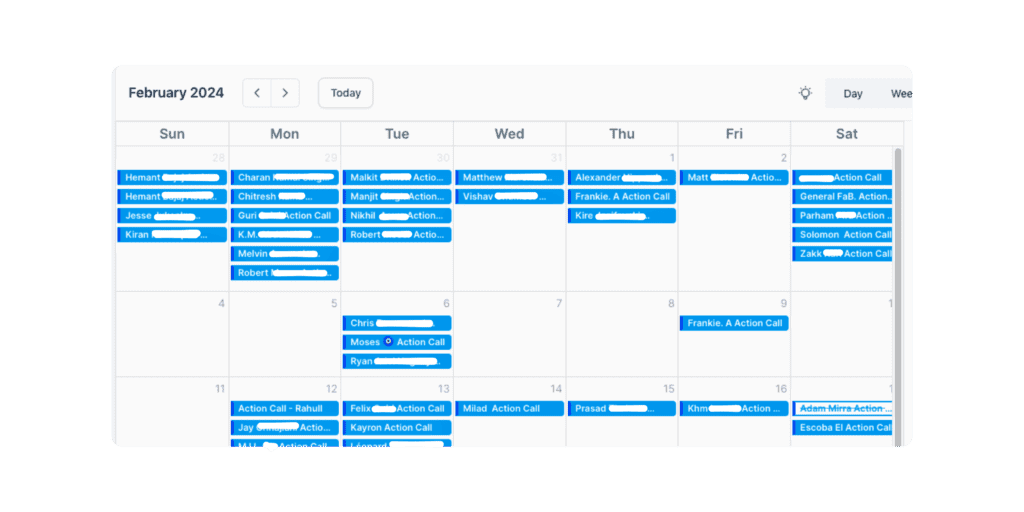 Leads booked for action call in gohighlevel booking calendar